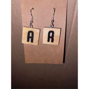 ☀️3/$12☀️ Letter “A” Wood Tile Earrings with Hypoallergenic Hooks